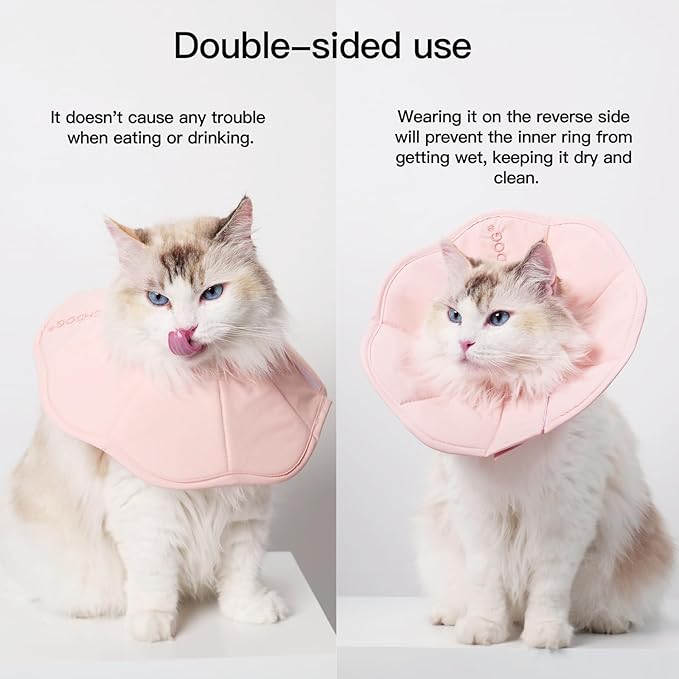 Touchdog Foldable Dog Cone Collar for Cats &amp; Dogs - Adjustable Soft Recovery Collar with Waterproof PU Coating, Lightweight Design, 24.5cm/9.6in Wide Barrier (Pink, L)