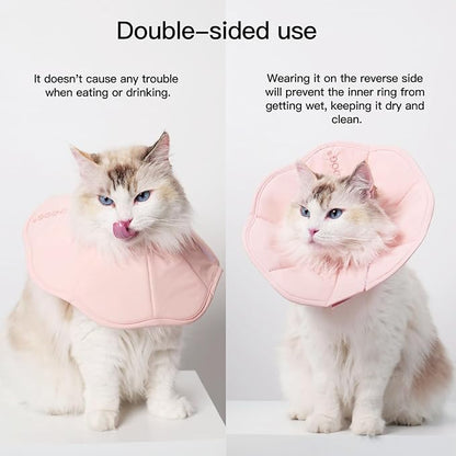 Touchdog Foldable Dog Cone Collar for Cats &amp; Dogs - Adjustable Soft Recovery Collar with Waterproof PU Coating, Lightweight Design, 24.5cm/9.6in Wide Barrier (Pink, L)