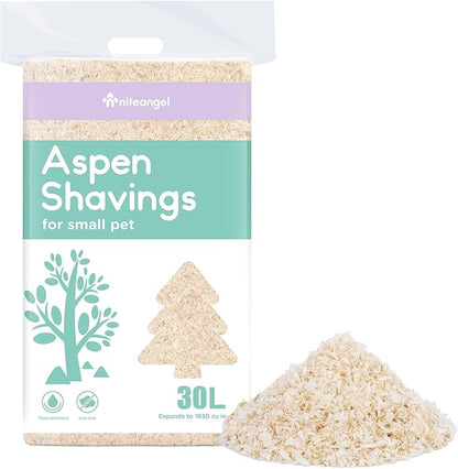 Niteangel Aspen Shaving Hamster Beddings for Syrian Dwarf Hamster Gerbil Mice Degu Rat Rabbit Bunny Guinea Pig Chinchilla Hedgehog or Other Small Pets (30L - Mini)