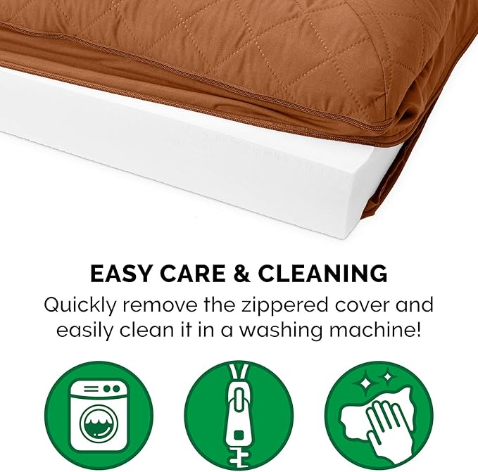 Furhaven Orthopedic Dog Bed for Large Dogs w/ Removable Bolsters &amp; Washable Cover, For Dogs Up to 125 lbs - Quilted Sofa - Toasted Brown, Jumbo Plus/XXL
