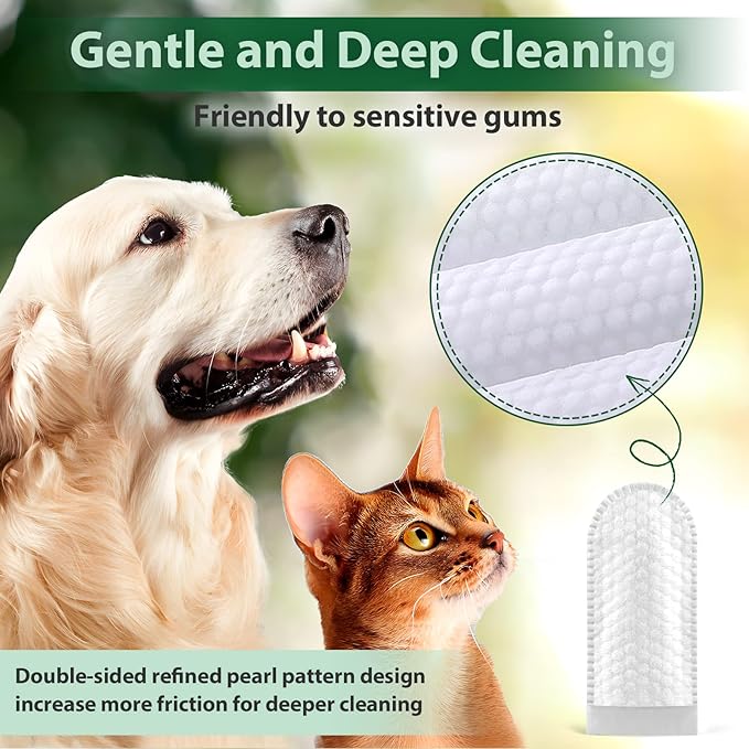 LANBEIDE Teeth Cleaning Wipes for Dogs &amp; Cats 120 Counts, Pet Dental Care Finger Wipes for Reducing Plaque &amp; Tartar, Breath Freshener Dental and Gum Care Finger Pet Wipes, No Hard Toothbrush