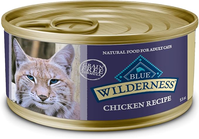 Blue Buffalo Wilderness Natural Wet Cat Food Paté, High-Protein &amp; Grain-Free Recipe, Chicken, 5.5-oz. Cans (24 Count)