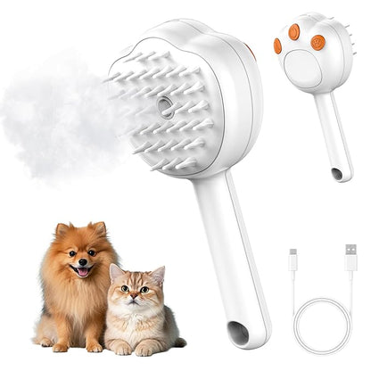 Steam Cat Brush, 6-in-1 Dog Brush Spritz Defur Comb, Steamy Skin Friendly Deshedding Grooming Tool, Suitable for Shedding &amp; Haired Pets, Pet Supplies Accessories,White