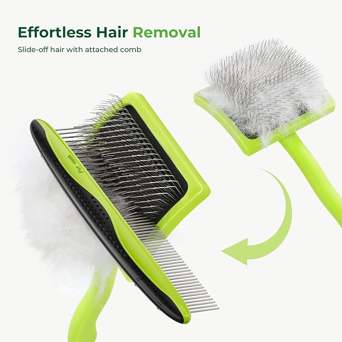 Pecute Slicker Brush for Dogs &amp; Pet Comb, Professional Grooming Dog Brush for Goldendoodles, Poodles, Labradoodles, with Extra Long Soft Pins to Effectively Remove Tangles, Knots and Mats, 2PCS
