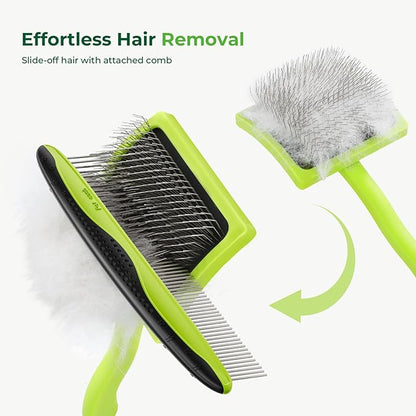 Pecute Slicker Brush for Dogs &amp; Pet Comb, Professional Grooming Dog Brush for Goldendoodles, Poodles, Labradoodles, with Extra Long Soft Pins to Effectively Remove Tangles, Knots and Mats, 2PCS