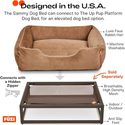 FUZI Luxury Aesthetic Dog Bed for Medium Dogs with Washable Cover, Pet Couch, Pet Bed with Sides, Non-Slip Bottom, Soft and Durable Calming Dog Bed, Faux Rabbit Fur, Medium 31.75x23.6x9.5 Soft White