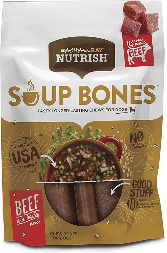 Rachael Ray Nutrish Dog Chews Soup Bones With Real Beef &amp; Barley, 24 Dog Treats
