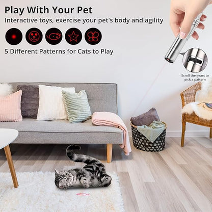 Cat Toy Pointer for Indoor Cats, USB Rechargeable Kitten Toys with 7 Adjustable Patterns, Interactive Chase Toys for Indoor Cats &amp; Dogs, Training &amp; Exercise Fun