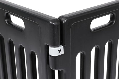 BIRDROCK HOME Dog Playpen w/Door, 12 Panel, 25.6in H | Strong Plastic, Non-Slip Puppy Playpen, Secure Pet Gate | Indoor Outdoor Fence | Configurable Panels | Small to Medium Pets - Black
