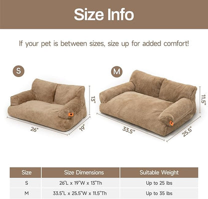 MEWOOFUN Cat Bed for Indoor Cats, Washable Dog Beds for Small Medium Dogs &amp; Cats, Fluffy Cat Couch with Non-Slip Bottom, 26×19×13 Inch (Camel, 33.5" L x 25.6" W x 11.5" Th)