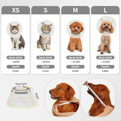 Soft Dog Cone Collar to Stop Licking-Adjustable Comfortable Mesh Recovery Collar After Surgery for Small or Miniature Dogs, Alternative to Plastic Elizabethan Collars for Neuter Incision Care (Grey,M)