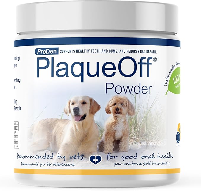 ProDen PlaqueOff Powder for Pets - Cat &amp; Dog Breath Freshener - Plaque &amp; Tartar Remover for Pet Oral Care - 180g