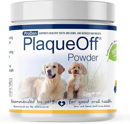 ProDen PlaqueOff Powder for Pets - Cat &amp; Dog Breath Freshener - Plaque &amp; Tartar Remover for Pet Oral Care - 180g