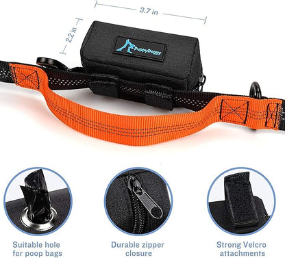 PuppyDoggy 1 Pack Poop Bag Holder for Dogs &amp; Cats Waste Bag Dispenser Pouch Dispenser with 1 Roll of Free Poop Bags for Dog Leash Accessory Bicycle (Blue)