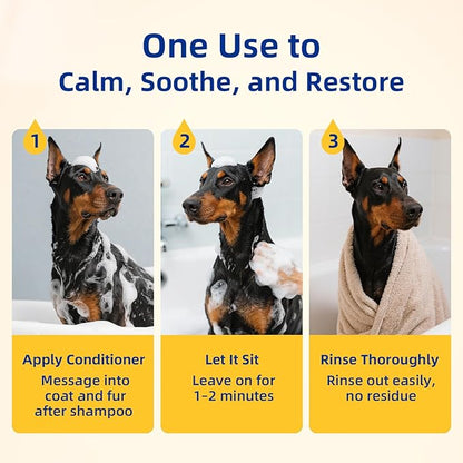 Unipaws Probiotic Short-Haired Dog Conditioner – Degreasing, Soothing &amp; Anti-Shedding for Red, Itchy Skin, Vegan Calendula, Coconut &amp; Oatmeal – EWG Green &amp; Medicated, Made in Korea, 16.9 Fl Oz