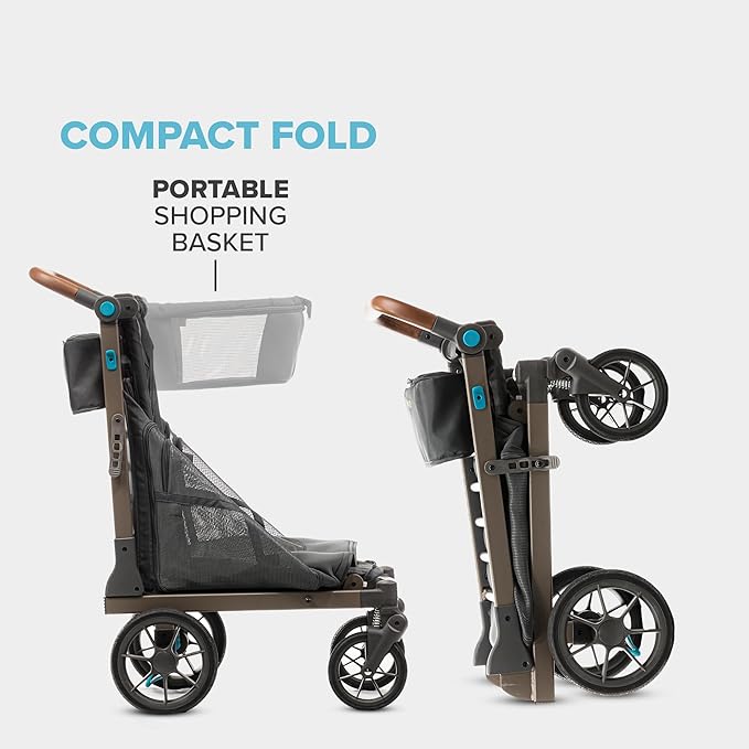 Pet XL Foldable Cart - Adjustable &amp; Portable Pet Stroller with Caddy, Shopping Basket, Foam Filled Rubber Wheels &amp; Storage - Carriage for Small &amp; Medium Dogs, Cats Under 75 lbs