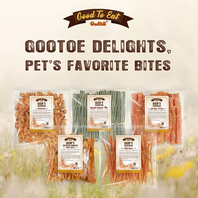 Gootoe Soft Chicken Dental Chews with Chlorophyll 1.5 lb, All Natural, Grain-Free, High-Protein, Healthy &amp; Easily Digestible, Soft Texture, Resealable