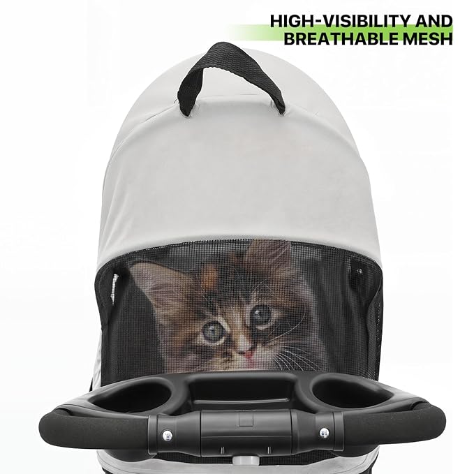 Magshion Foldable Pet Stroller, 3-in-1 Dog Travel Jogger with Detachable Carrier, Cup Holder, Storage Basket, Folding Carrier for Small/Medium Dogs &amp; Cats Up to 33 lbs, Black