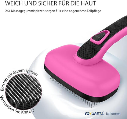 Dog Brush for Shedding &amp; Grooming, Self Cleaning Slicker with Retractable Pins for Short &amp; Long Haired Dogs &amp; Cats. Removes Loose Fur, Undercoat, Mats &amp; Tangles. Fits Large, Small Pet. Pink