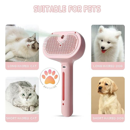 Cat steam brush – Effective Pet Brush for Indoor Cats, Steam Technology for Shedding, Mats &amp; Grooming – Ideal cat brush indoor for Deep Cleaning (Pink)
