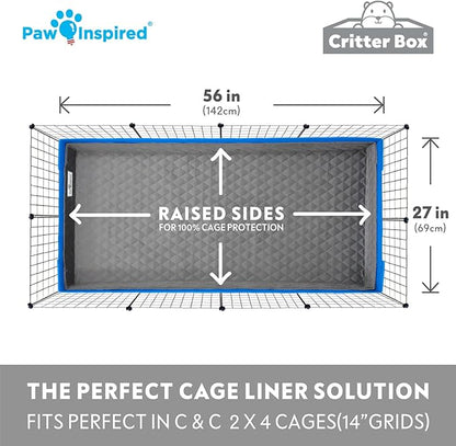 Paw Inspired Critter Box | Washable Guinea Pig Cage Liners with Raised Sides | Fleece Bedding for Guinea Pigs Rabbits, Hamsters, Small Animals | Edge Protected Pee Pads (C&amp;C 2x4)