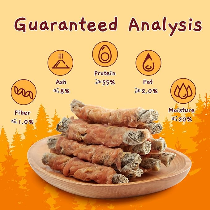 Jungle Calling Dog Treats, High Protein Dog Chewy Treats Health Teeth and Coat, Chicken Wrapped Cod Skin Sticks, Rawhide-Free Cod Fish Skin Treats for Dogs, 10.6 oz