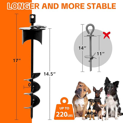Snagle Paw Dog Tie Out Stake with Lock-Cap Prevents Pulling Out - Heavy Duty 360°Swivel Dog Stake for Outside,Yard, Beach &amp; Camping - Rust Proof Ground Anchor for Dog Cable,Leash,Tether,up to 220 lbs