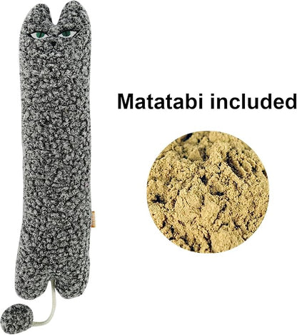 TTcat Catnip Silvervine Matatabi Pillow for Cats &amp; Kittens,Cat Kicker Toy,Large Size Cat Pillow Soothing Plush Cat Toy(Grey).