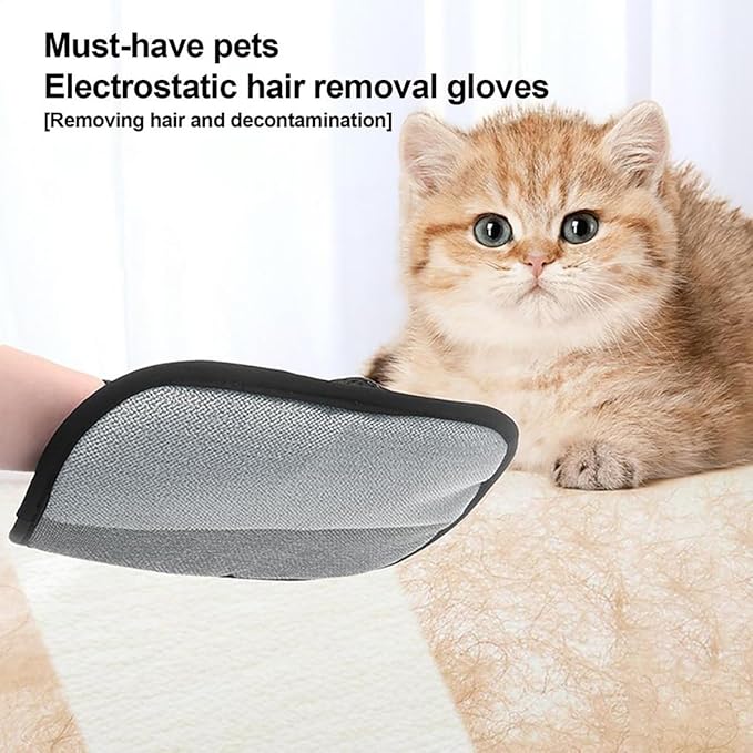2025 New Upgraded Electrostatic Pet Hair Removal Gloves - Reusable Cat Hair Remover &amp; Dog Hair Removal Mitt with Elastic Cuff &amp; Finger Loops for Furniture, Bedding, Car (2pcs)