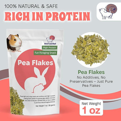 Snout and Shell Pea Flakes for Small Pets – High-Protein Treat for Guinea Pigs, Rabbits, Hamsters, Chinchillas &amp; More – Fun Foraging Snack – 2 oz (28g)