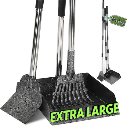 T2Y Pooper Scooper, Extra Long Handle Dog Pooper Scooper, Adjustable Stainless Steel Rake &amp; Spade &amp; Extra Large Tray, Durable Poop Scoopers for Yard, Lawn, Snowfield, Suitable for Multi-Dog Family