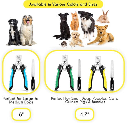 Candure Dog Nail Clippers for Pet Grooming - Professional Cat Nail Trimmers Suitable for Small to Medium Breeds with a Safety Guard &amp; Nail File