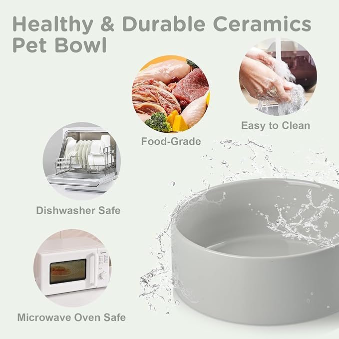 SPUNKYJUNKY Elevated Dog Bowls Ceramic, 6.1&