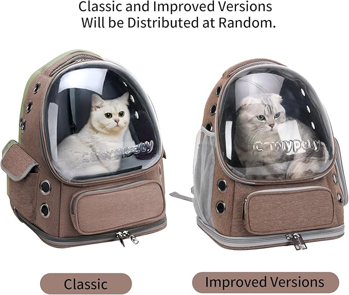 Cat Backpack Carrier, Breathable Cat Carrier Large Space Bubble Pet Backpack for Kitty Small Dog up to 15lbs, Transparent &amp; Foldable Pet Carrier for Travel Hiking