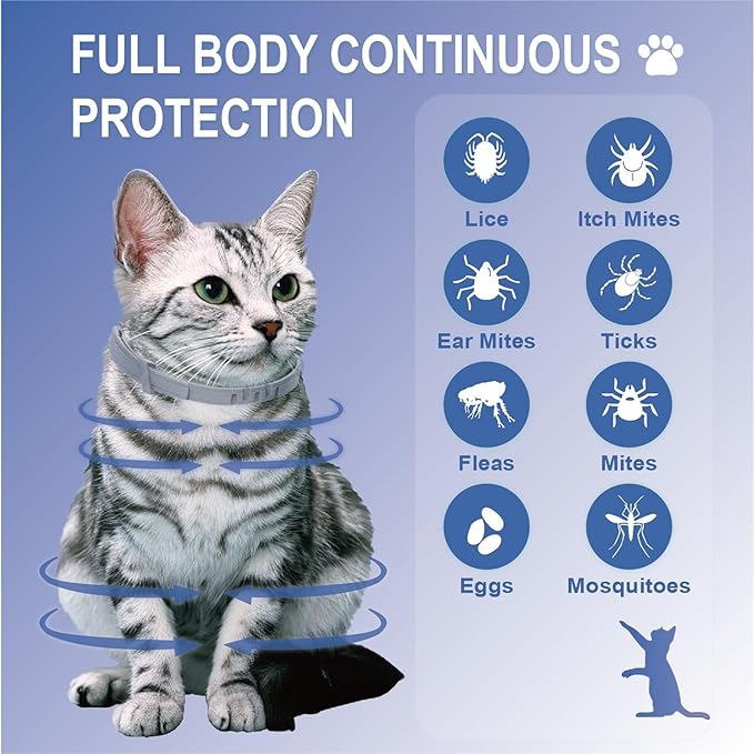 Flea Collar for Cats, Flea and Tick Collars for Kittens, Flea &amp; Tick Treatment Prevention, Natural Essential Oil, 2 Pack, 16 Months Protection, One Size Fits All, Waterproof
