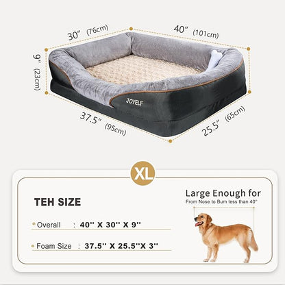 JOYELF XLarge Memory Foam Dog Bed, Orthopedic Dog Bed &amp; Sofa with Removable Washable Cover and Squeaker Toy as Gift