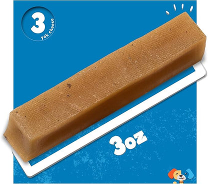 Jack&amp;Pup Yak Cheese Himalayan Dog Chews | Dog Yak Chews for Large Dogs Aggressive Chewers | Hard Yak Cheese Stick (9oz, 3 Pack)
