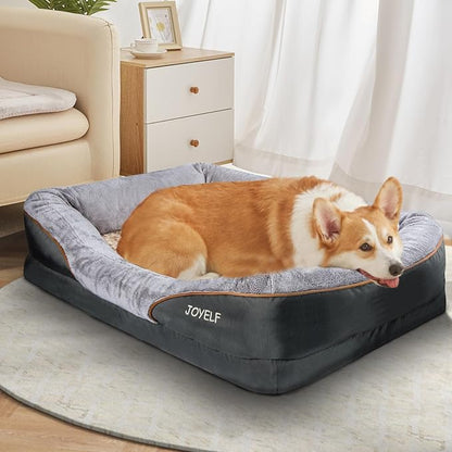 JOYELF Medium Memory Foam Dog Bed Orthopedic Dog Bed &amp; Sofa with Removable Washable Cover and Squeaker Toy as Gift