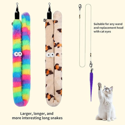 Cat Wand Toy Set, 11 Pcs Including Worm &amp; Snake Refills, Wand Replacement Rope, for Bored Indoor Adult Cats &amp; Kittens