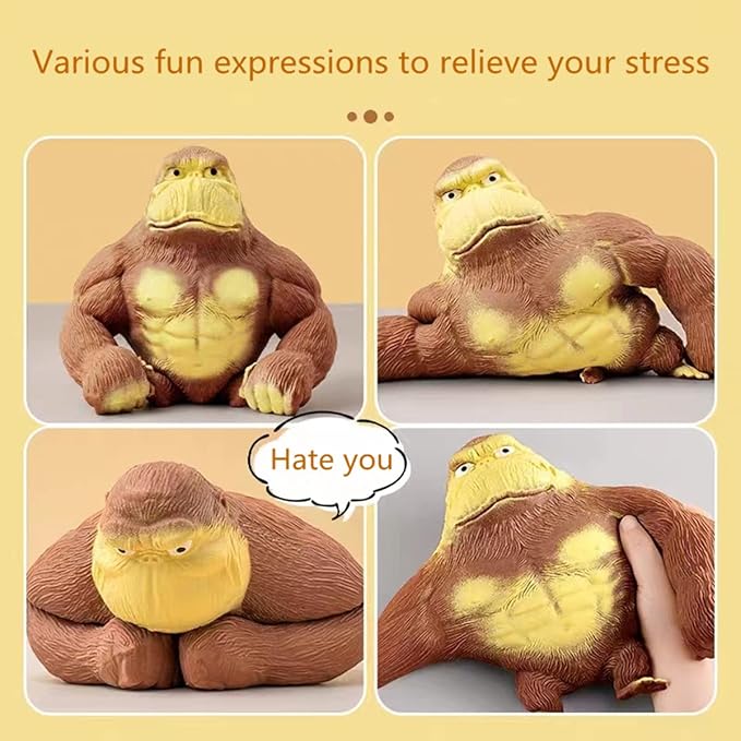Stretchy Glue-Sand Filled Rubber Gorilla Soft Latex Decompression Doll Toy, Animal High-Elastic Stretchable, Adults&