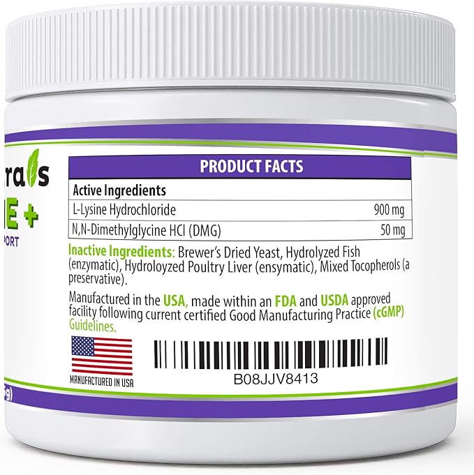 Trulysine Plus L-Lysine for Cats Immune Support Oral Powder 8oz/226g - Cats &amp; Kittens of All Age, Sneezing, Runny Nose Squinting, Watery Eyes-Fish &amp; Poultry Flavor (U.S.A)(225 Grams (900mg / Scoop))