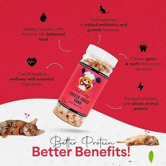 Freeze-Dried Tuna Treats for Cats &amp; Dogs – 100% Wild Caught, Single Ingredient, High-Protein, Healthy Snack – No Additives or Preservatives – 1.7oz - Inspected &amp; Tested in USA
