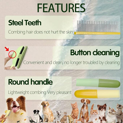 2Pcs Flea Comb for Cats Dogs,Long &amp; Short Stainless Steel Metal Teeth for Shedding and Tangles,Cat Combs for Indoor Cats