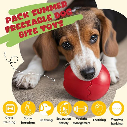 Aliceset 2 Pack Durable Freezable Dog Chew Toys for Aggressive Chewers Interactive Treat Dispensing Puzzle Toy for Large &amp; XL Dogs Keeps Cool &amp; Busy (Red)