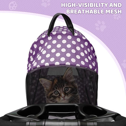 Magshion Foldable Pet Stroller, 3-in-1 Dog Travel Jogger with Detachable Carrier, Cup Holder, Storage Basket, Folding Carrier for Small/Medium Dogs &amp; Cats Up to 33 lbs, Purple Polka Dots