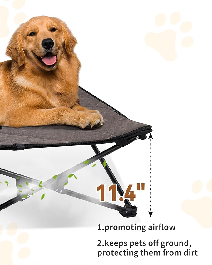 KingCamp Elevated Dog Bed for XL Dogs, Outdoor Raised Cooling Pet Cot Bed with Washable Breathable Mesh &amp; No-Slip Feet Perfect for Camping, Backyard, Indoor Use (XL, Black)