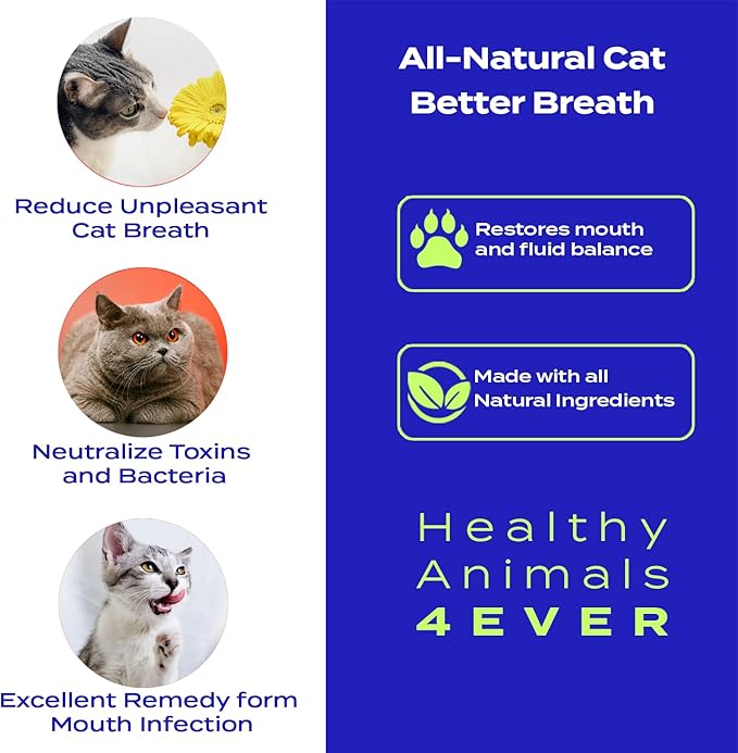 HA4E - Cat Bad Breath Remedy - Promotes Clean Teeth, Plaque &amp; Tartar Control - No Brushing Needed - All-Natural, Non-GMO, Organic, Preservative &amp; Chemical Free - 300 Dissolvable Tablets