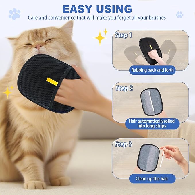 3Pcs Pet Hair Removal Gloves, Reusable Electrostatic Pet Hair Removal Gloves,Upgraded Animal Fur Removal Tool for Cats &amp; Dogs