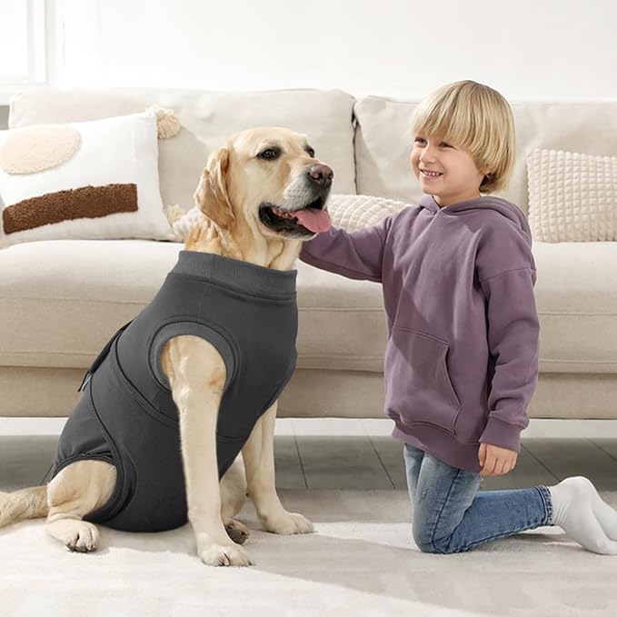 Kuoser Dog Surgery Suit Female Spay, Dog Recovery Suit Male Neuter, Puppy Clothes Onesie for Surgery Anti Licking Abdominal Wounds Pet Surgical Recovery Bodysuit Shirt, Substitute E-Collar &amp; Cone