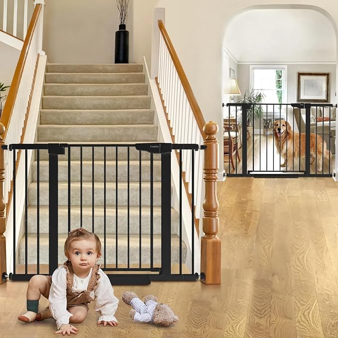 Cumbor 2 Pack 29.7-46" Baby Gate for Stairs, Mom&